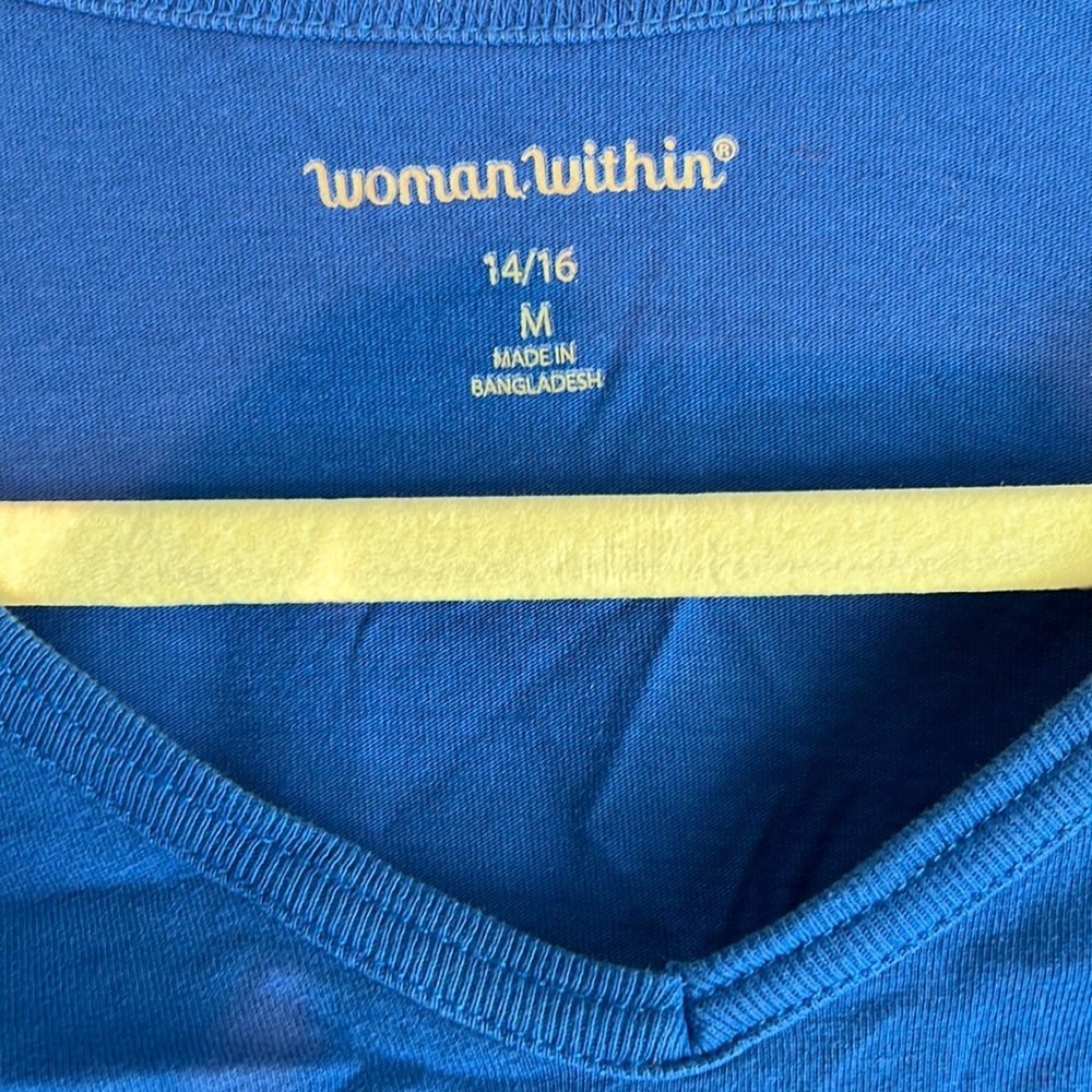 Woman Within Tee 3/4 Sleeve Blue Size 14/16 NWOT - Picture 2 of 4